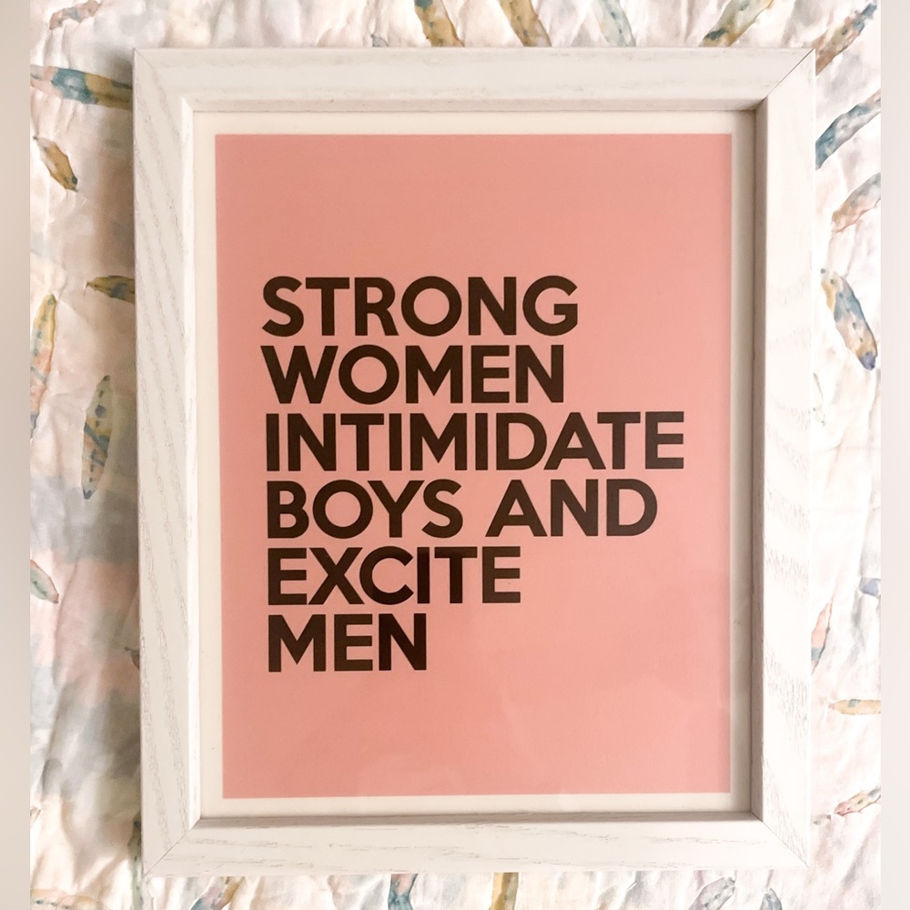 LIKE NEW: 8x10 Honeymoon Hotel Strong Women Art Print in White Wooden Frame